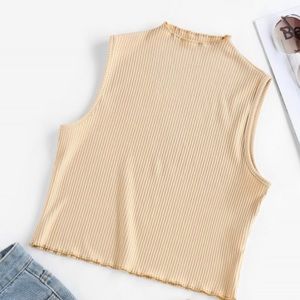 Zaful Ribbed Mock Neck Fitted Tank Top - Size 4